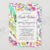 Neon 80er Jahre Retro-Funny Candy-Muster Einladung (Vorne/Hinten)