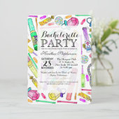 Neon 80er Jahre Retro-Funny Candy-Muster Einladung (Stehend Vorderseite)