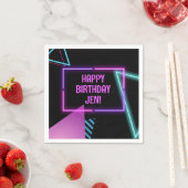 Neon 80er Party Editable Napkins 80er Themenparty Serviette (Beispiel)