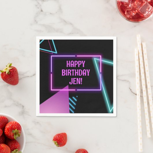 Neon 80er Party Editable Napkins 80er Themenparty Serviette (Beispiel)