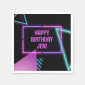 Neon 80er Party Editable Napkins 80er Themenparty Serviette (Vorderseite)
