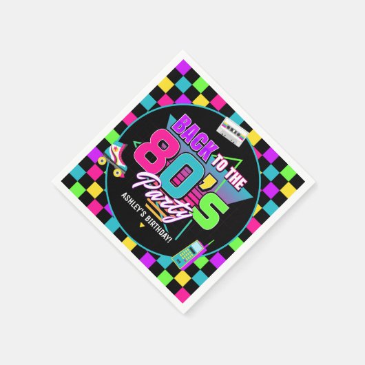 Neon 80er Retro Glow Throwback Birthday Napkins Serviette (Ecke)