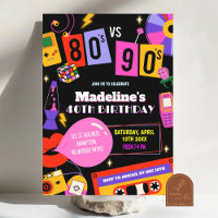 Neon 80er vs 90s Retro Disco Mixtape Geburtstagspa