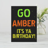 Neon 80's|90's Flashback Hip Hop Birthday Foto Einladung (Stehend Vorderseite)