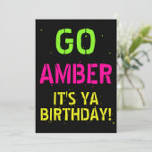 Neon 80's|90's Flashback Hip Hop Birthday Foto Einladung (Stehend Vorderseite)