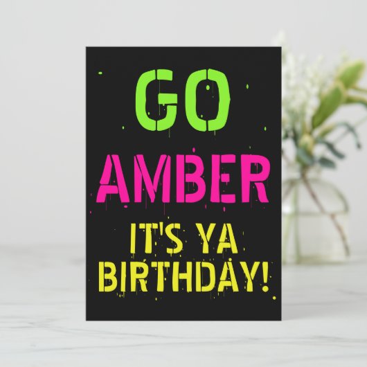 Neon 80's|90's Flashback Hip Hop Birthday Foto Einladung (Stehend Vorderseite)