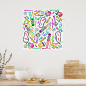 Neon 80's Retro Funny Candy Pattern Poster (Küche)