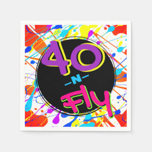 Neon 80's Theme  40. Geburtstag und 40. Fly Hip Ho Serviette