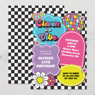 Neon 90er Retro Eleven ist eine Stimmung 11. Gebur Einladung