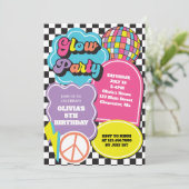 Neon 90er Retro Glow Geburtstag Einladung (Stehend Vorderseite)
