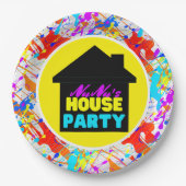 Neon 90er Retro Hip Hop Theme House Party farbenfr Pappteller (Vorderseite)