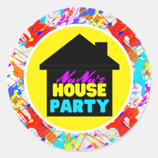 Neon 90er Retro Hip Hop Theme House Party farbenfr Runder Aufkleber