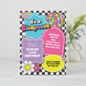 Neon 90er Retro Sleepover Geburtstag Einladung (Stehend Vorderseite)