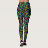 Neon 90er Squiggle Scribbles Nahtloses Muster Leggings (Rückseite)