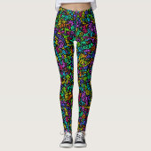 Neon 90er Squiggle Scribbles Nahtloses Muster Leggings (Vorderseite)