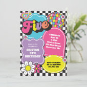 Neon 90s Retro 5. Geburtstag Einladung (Stehend Vorderseite)