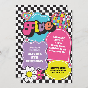 Neon 90s Retro 5. Geburtstag Einladung