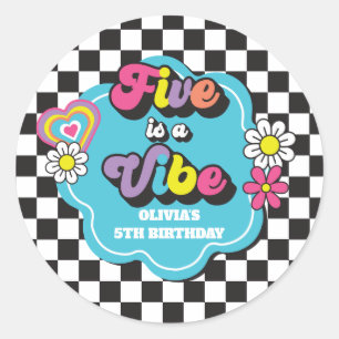 Neon 90s Retro Five ist ein Vibe 5. Geburtstag Runder Aufkleber