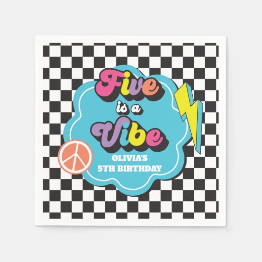Neon 90s Retro Five ist ein Vibe 5. Geburtstag Serviette (Vorderseite)