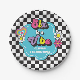 Neon 90s Retro Six ist ein Vibe 6. Geburtstag Pappteller