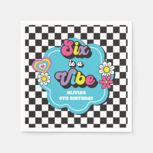 Neon 90s Retro Six ist ein Vibe 6. Geburtstag Serviette