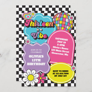 Neon 90s Retro Thirteen ist ein Vibe 13. Geburtsta Einladung