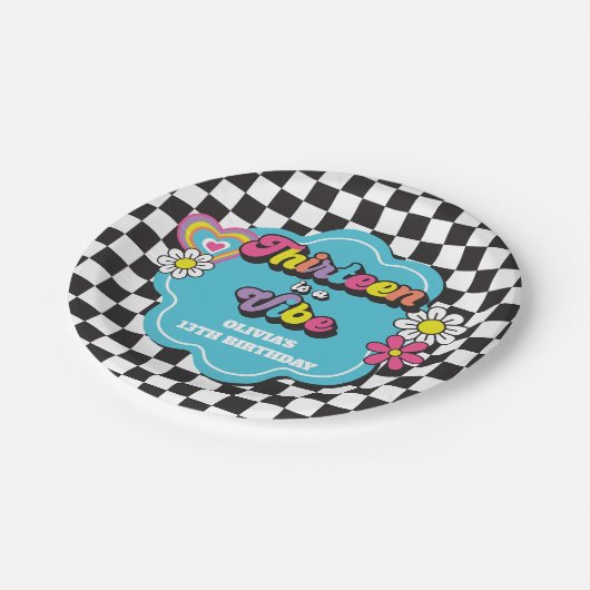 Neon 90s Retro Thirteen ist ein Vibe 13. Geburtsta Pappteller (Schrägansicht)