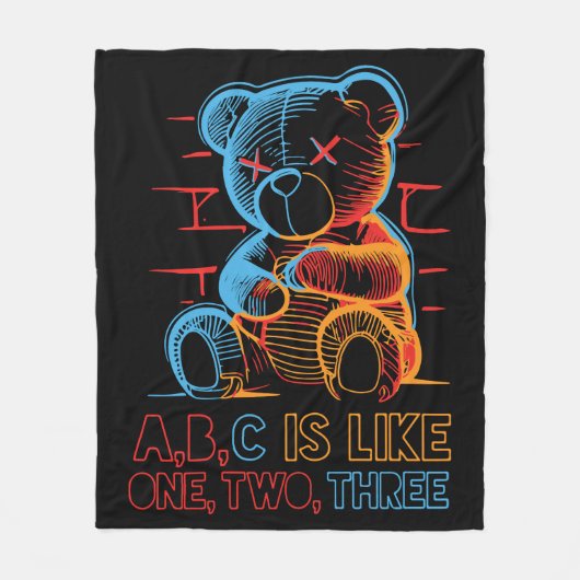 Neon ABC Teddy Bear Fleecedecke (Vorderseite)