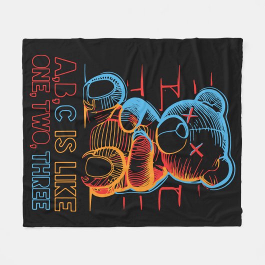 Neon ABC Teddy Bear Fleecedecke (Vorderseite (Horizontal))