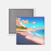 Neon Abend am Strand Magnet (Vorderseite/Rückseite)