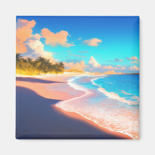 Neon Abend am Strand Magnet