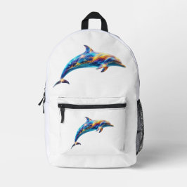Neon Abstract Dolphin Art – Colorful Energy Wave  Bedruckter Rucksack