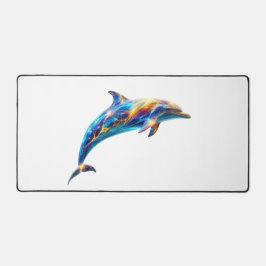 Neon Abstract Dolphin Art – Colorful Energy Wave  Schreibtischunterlage