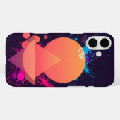 Neon Abstract Geometric Splash Retro Futuristic  Case-Mate iPhone Hülle (Rückseite (Horizontal))
