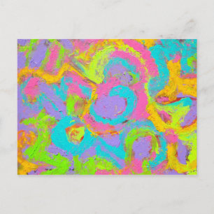 Neon Abstract-Hand Painted Brushstrokes Postkarte