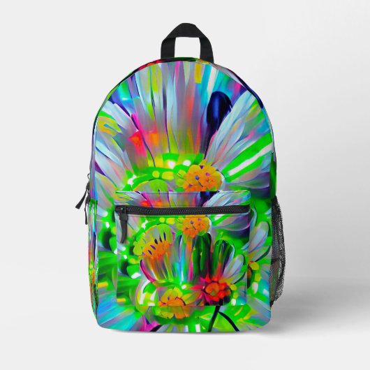 Neon Abstrakt Daisis mit Vivid Colors Bedruckter Rucksack (Vorderseite)