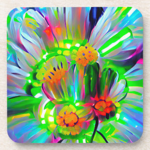 Neon Abstrakt Daisis mit Vivid Colors Getränkeuntersetzer