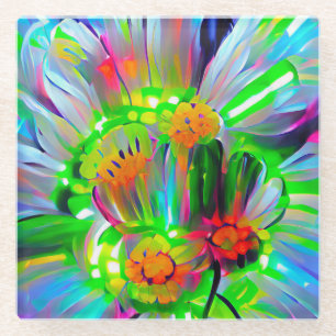 Neon Abstrakt Daisis mit Vivid Colors Glasuntersetzer