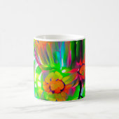 Neon Abstrakt Daisis mit Vivid Colors Kaffeetasse (Mittel)