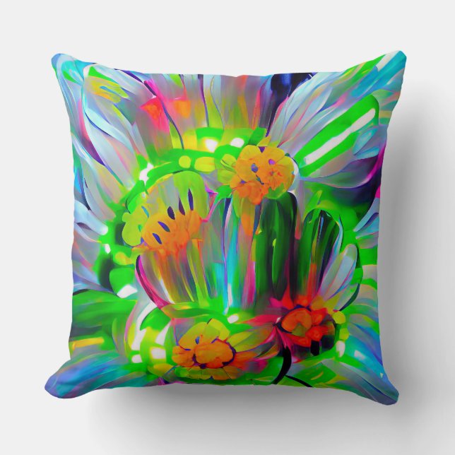 Neon Abstrakt Daisis mit Vivid Colors Kissen (Vorderseite)
