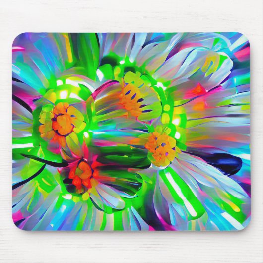 Neon Abstrakt Daisis mit Vivid Colors Mousepad (Vorne)
