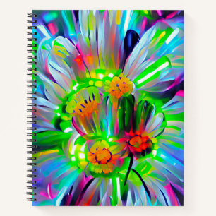 Neon Abstrakt Daisis mit Vivid Colors Notizblock