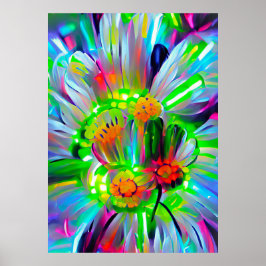Neon Abstrakt Daisis mit Vivid Colors Poster