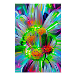 Neon Abstrakt Daisis mit Vivid Colors Poster