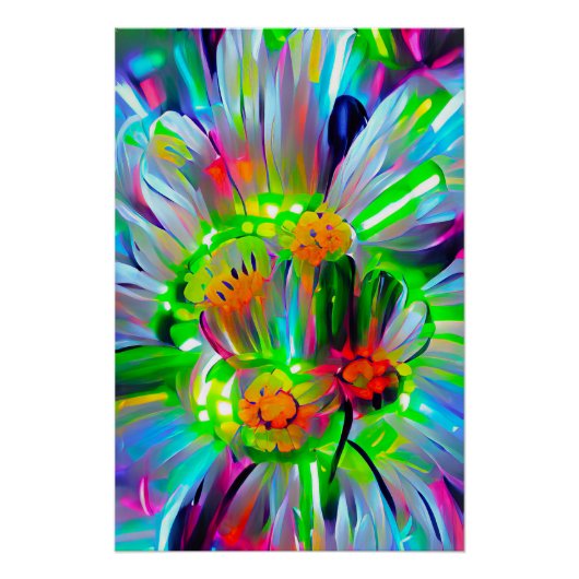Neon Abstrakt Daisis mit Vivid Colors Poster (Vorderseite)