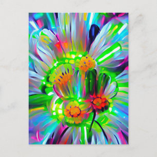 Neon Abstrakt Daisis mit Vivid Colors Postkarte