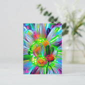 Neon Abstrakt Daisis mit Vivid Colors Postkarte (Stehend Vorderseite)