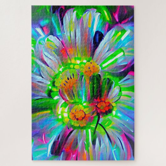 Neon Abstrakt Daisis mit Vivid Colors Puzzle (Vertikal)