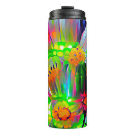 Neon Abstrakt Daisis mit Vivid Colors Thermosbecher