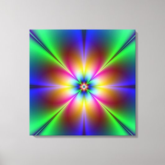 Neon Abstrakt Daisy Wrapped Canvas Print Leinwanddruck (Vorderseite)